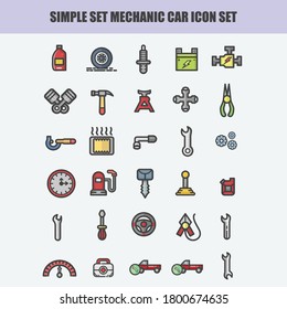 simple set mechanic car icon set