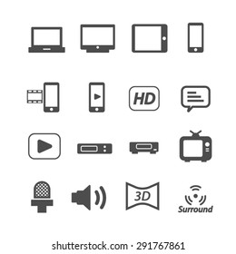 Simple set of media related icons,Vector