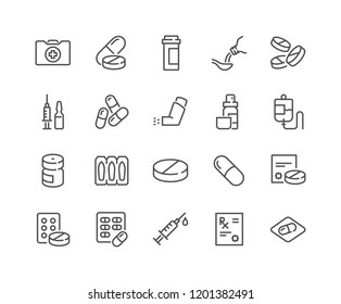 Simple Set of Medical Drugs Related Vector Line Icons. Contains such Icons as Prescription, Inhaler, Pill and more.
Editable Stroke. 48x48 Pixel Perfect.