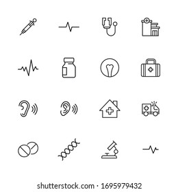 Simple set of medical modern thin line icons. Trendy design. Pack of stroke icons. Vector illustration isolated on a white background. Premium quality symbols.