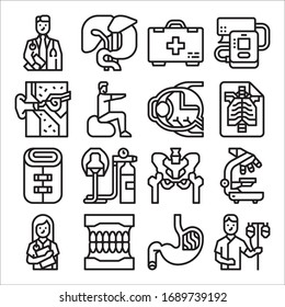 Conjunto simple de iconos de línea de vectores relacionados con la medicina