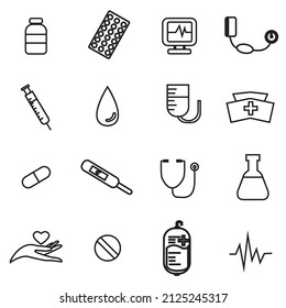 Simple Set Of Medical Related Vector Outline Icons. Contains Icons like medical equipment 
