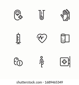 Iconos de línea de vectores médicos simples