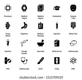 A Simple set of Medical  Vector Sign & Symbol in Glyph Style icons.  easy to edit

