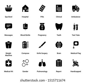 A Simple set of Medical  Vector Sign & Symbol in Glyph Style icons.  easy to edit
