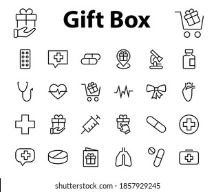 A simple set of medicine ICONS, contains medicine icons, pills, related vector line icons. thin lines, pain, syringe, lungs, microscope, cardiogram, virus and much more. Editable stroke