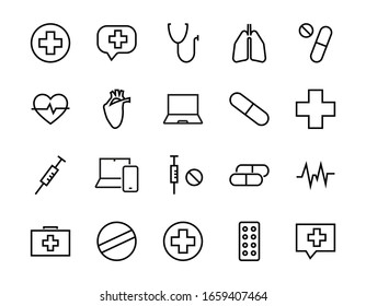 Simple Set of Medicine, Pills Related Vector Line Icons. Contains icons such as Pain, Syringe, tablet and more. Editable stroke. 480x480 pixels perfect, on a white background.