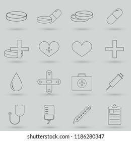 Simple Set of of Medicine Vector Line Icons.   Editable Stroke. 32x32 Pixel Perfect.