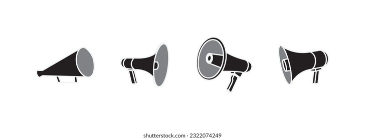 Simple set megaphone Icon Vector Logo Design Template. Outline stroke object. Perfect for web apps and mobile.