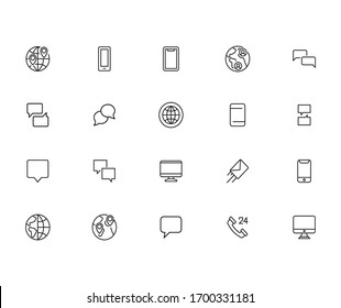Conjunto simple de iconos de mensajes en estilo de línea de moda. Símbolos vectoriales modernos, aislados en un fondo blanco. Envase para pictogramas lineales. Colección de iconos de línea para aplicaciones web y concepto móvil.