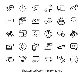 Simple set of message line vector line icons. contains icons such as conversation, SMS, notifications, group chat, and more. Editable stroke. 48x48 pixels perfect, white background.