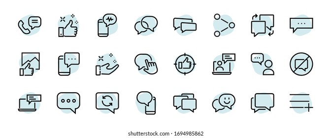Simple set of message line vector line icons. contains icons such as conversation, SMS, notifications, group chat, and more. Editable stroke. 48x48 pixels perfect, white background.