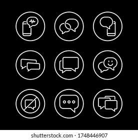 Simple set of message line vector line icons. contains icons such as conversation, SMS, notifications, group chat, and more. Editable stroke. 48x48 pixels perfect, white background.