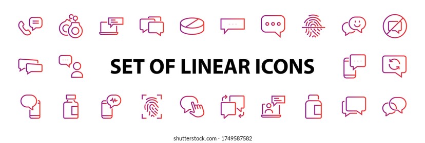 Simple set of message line vector line icons. contains icons such as conversation, SMS, notifications, group chat, and more. Editable stroke. 48x48 pixels perfect, white background.