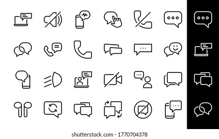 Simple set of message line vector line icons. contains icons such as conversation, SMS, notifications, group chat, and more. Editable stroke. 48x48 pixels perfect, white background.