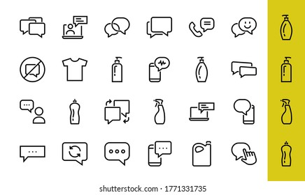 Simple set of message line vector line icons. contains icons such as conversation, SMS, notifications, group chat, and more. Editable stroke. 48x48 pixels perfect, white background.