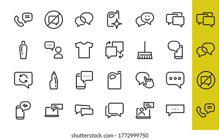 Simple set of message line vector line icons. contains icons such as conversation, SMS, notifications, group chat, and more. Editable stroke. 48x48 pixels perfect, white background.
