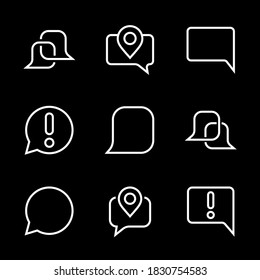 Simple set of message line vector line icons. contains icons such as conversation, SMS, notifications, group chat, and more. Editable stroke. 48x48 pixels perfect, Black background