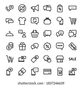 Simple set of message line vector line icons. contains icons such as conversation, SMS, notifications, group chat, and more. Editable stroke. 48x48 pixels perfect, white background.