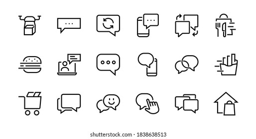 Simple set of message line vector line icons. contains icons such as conversation, SMS, notifications, group chat, and more. Editable stroke. 48x48 pixels perfect, white background.