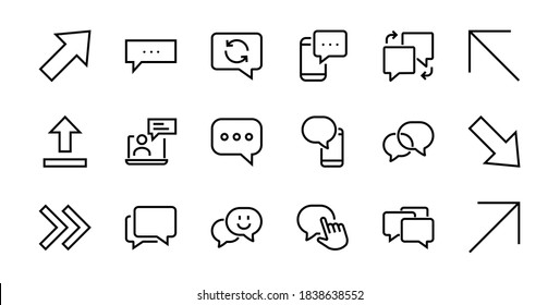 Simple set of message line vector line icons. contains icons such as conversation, SMS, notifications, group chat, and more. Editable stroke. 48x48 pixels perfect, white background.