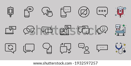 Simple set of message line vector line icons. contains icons such as conversation, SMS, notifications, group chat, and more. Editable stroke. 48x48 pixels perfect, white background.