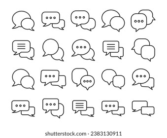 conjunto simple de icono de línea vector de mensaje. burbuja de voz, conversación y diseño de símbolos de iconos de chat