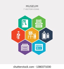 simple set of metal detector, museum building, acrylic, excursion icons, contains such as icons security guard, archivist, el greco and more. 64x64 pixel perfect. infographics vector