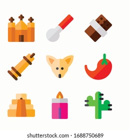 Simple Set Mexican Element Vector Color Icons