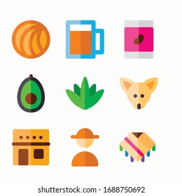 Simple Set Mexican Element Vector Color Icons