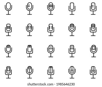 Simple set of microphone icons vector on white background.