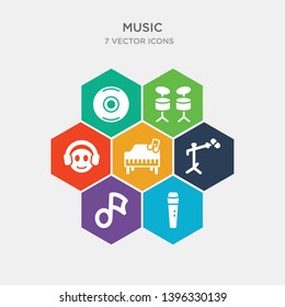 simple set of microphone for singers, musical note, cinema microphone, classical music icons, contains such as icons listening smile, drums, vinyls and more. 64x64 pixel perfect. infographics vector