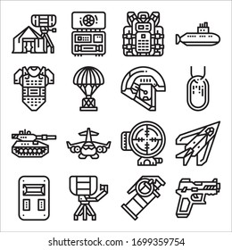 Einfache Zusammenstellung von Symbolen der militärischen Vektorillustration