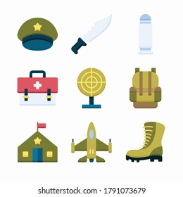 Iconos de color de vectores militares simples