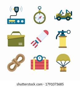 Iconos de color de vectores militares simples