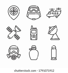 Simple Set Military Vector line Icons. Line with Editable stroke