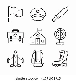 Simple Set Military Vector line Icons. Line with Editable stroke