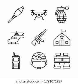 Simple Set Military Vector line Icons. Line with Editable stroke