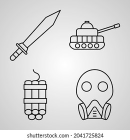 Simple Set of Military Vector Line Icons
