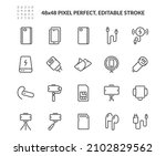 Simple Set of Mobile Accessories Related Vector Line Icons. 
Contains such Icons as Wireless Charger, Tripod, Studio Ring Light and more. Editable Stroke. 48x48 Pixel Perfect.