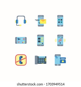 Simple Set of Mobile and Telephone Related Vector Flat Icons