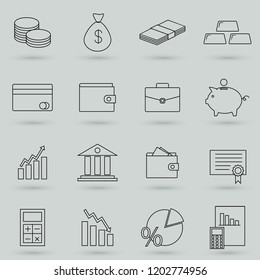 Simple Set of Money Related Vector Line Icons. Contains such Icons as Wallet, ATM, Bundle of Money, Coin and more.