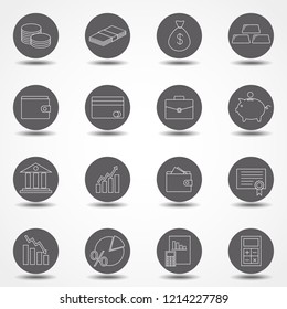 Simple Set of Money Related Vector Line Icons. Contains such Icons as Wallet, ATM, Bundle of Money, Coin and more.