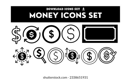 Simple Juego de Iconos de Línea de Vectores relacionados con el Dinero. conjunto de iconos de dinero
