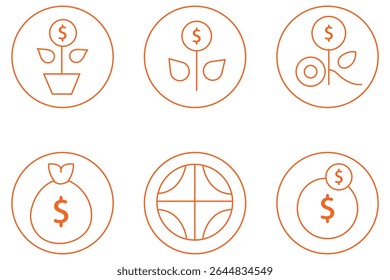 Simple Set of Money Related Vector Line Icons. Contains such Icons as Wallet, ATM, Bundle of Money, Hand with a Coin and more. Design EPS10