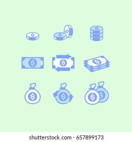 Simple Set of Money Related Vector Icons for Your Design. blue and white on green background
