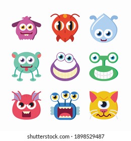 Simple Set Monsters Vector Color Icons. Color with Editable stroke