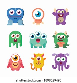 Simple Set Monsters Vector Color Icons. Color with Editable stroke