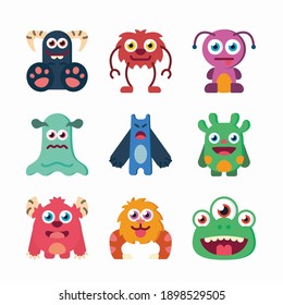 Simple Set Monsters Vector Color Icons. Color with Editable stroke