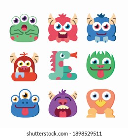 Simple Set Monsters Vector Color Icons. Color with Editable stroke